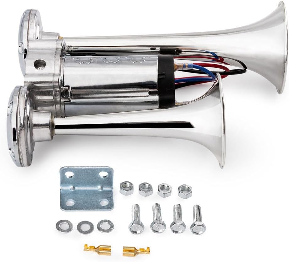 ya 11 9.14 zhengce 12V Truck Train Air Horns 600DB Dual Trumpets Super Loud Electric Car Air H