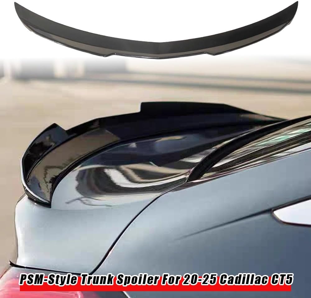 ya 6 8.24 baidi FOR 2020-25 for Cadillac CT5 PSM STYLE HIGHKICK DUCKBILL GLOSS BLACK TRUNK SPOILER
