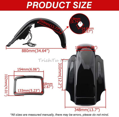ya 23 10.7 baidi 4 Stretched Extended Rear Fender for Harley Touring Electra Road Glide 93-2008