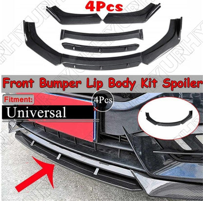 ya 2 8.15 Black Carbon Fiber Look Car Front Bumper Lip Chin Splitter Spoiler Body Kit 4Pcs