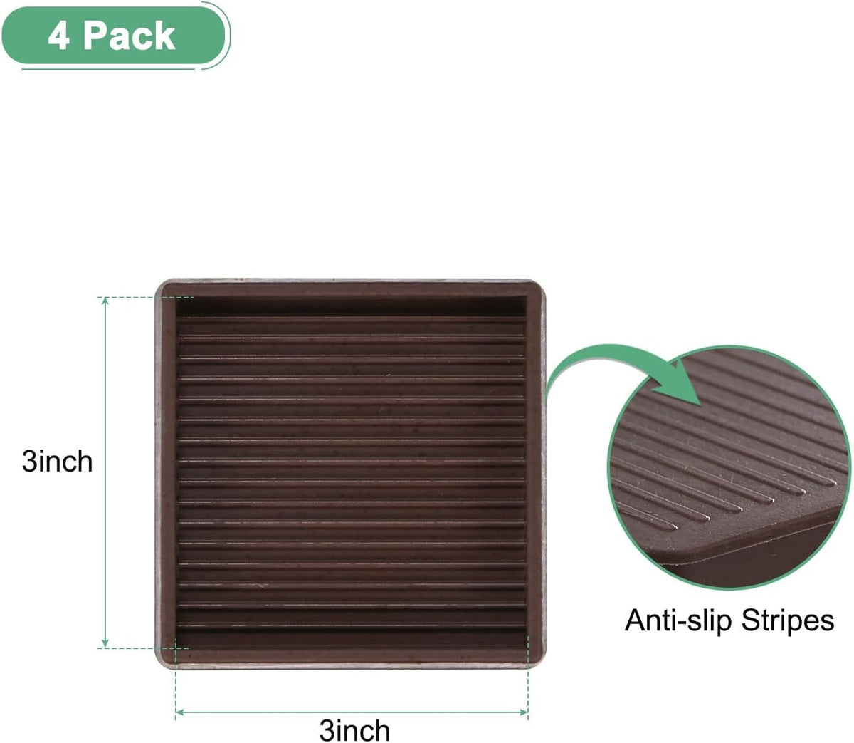 ya 26 10.21 baidi 4-Pack Furniture Coasters C 3 Square Anti Slide Pads[Brown]
