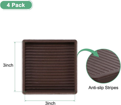 ya 26 10.21 baidi 4-Pack Furniture Coasters C 3 Square Anti Slide Pads[Brown]