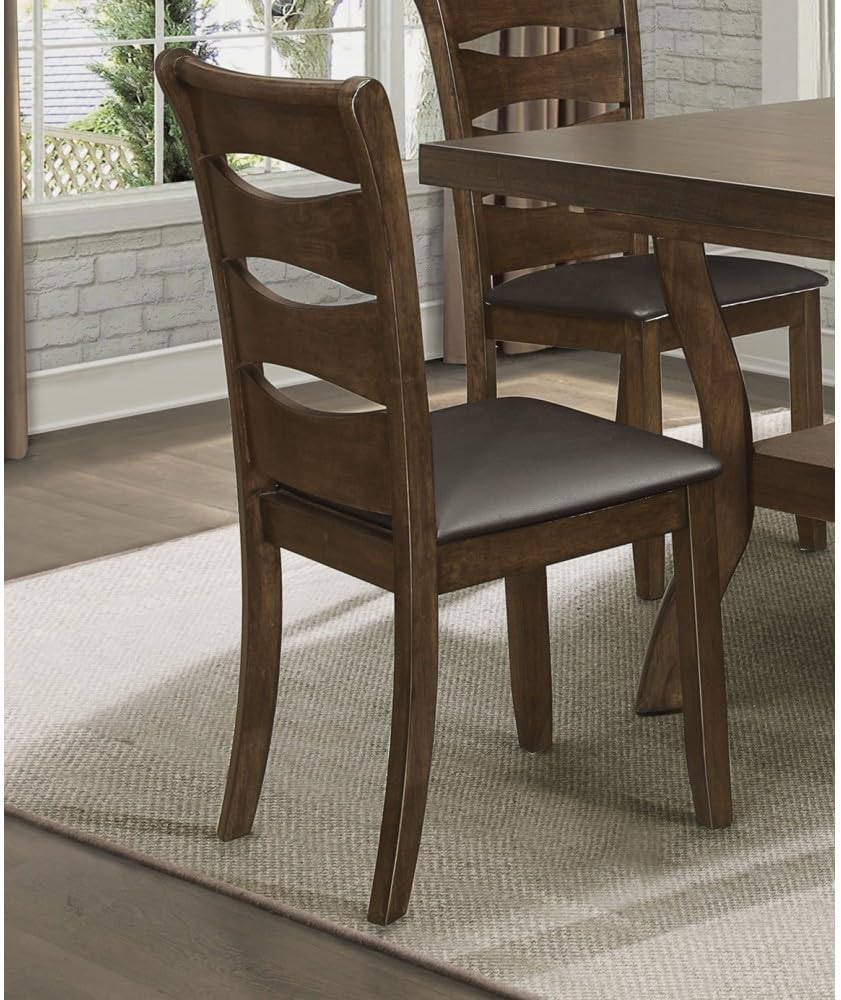 ya 28 10.13 baidi Transitional Dining Set 5pc - Brown Wood Table (Self-Storing Leaf)+4 Side C