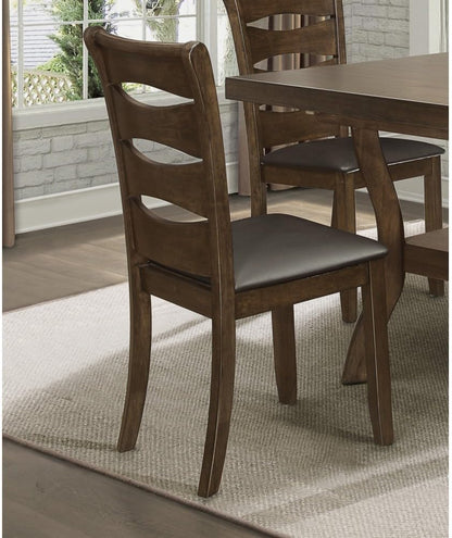ya 28 10.13 baidi Transitional Dining Set 5pc - Brown Wood Table (Self-Storing Leaf)+4 Side C