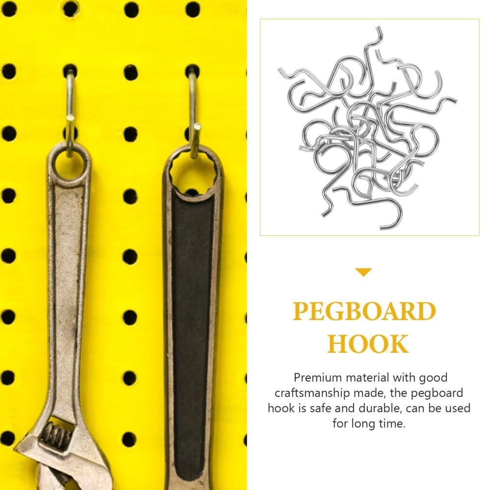 ya 26 10.21 baidi 20 Pcs Iron Wire Hook Peg Board Hanging Metal J Hooks for Pegboard