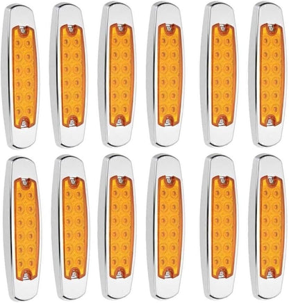 ya 13 9.15 baidi 12pcs Amber 12-LED Side Marker Lamp Fish Shape Freightliner Truck Trailer L