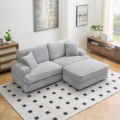 ya 28 10.13 baidi For Living Room 88.58 Inch Grey Corduroy Sofa - Single Storage Leg, 4 Pillo