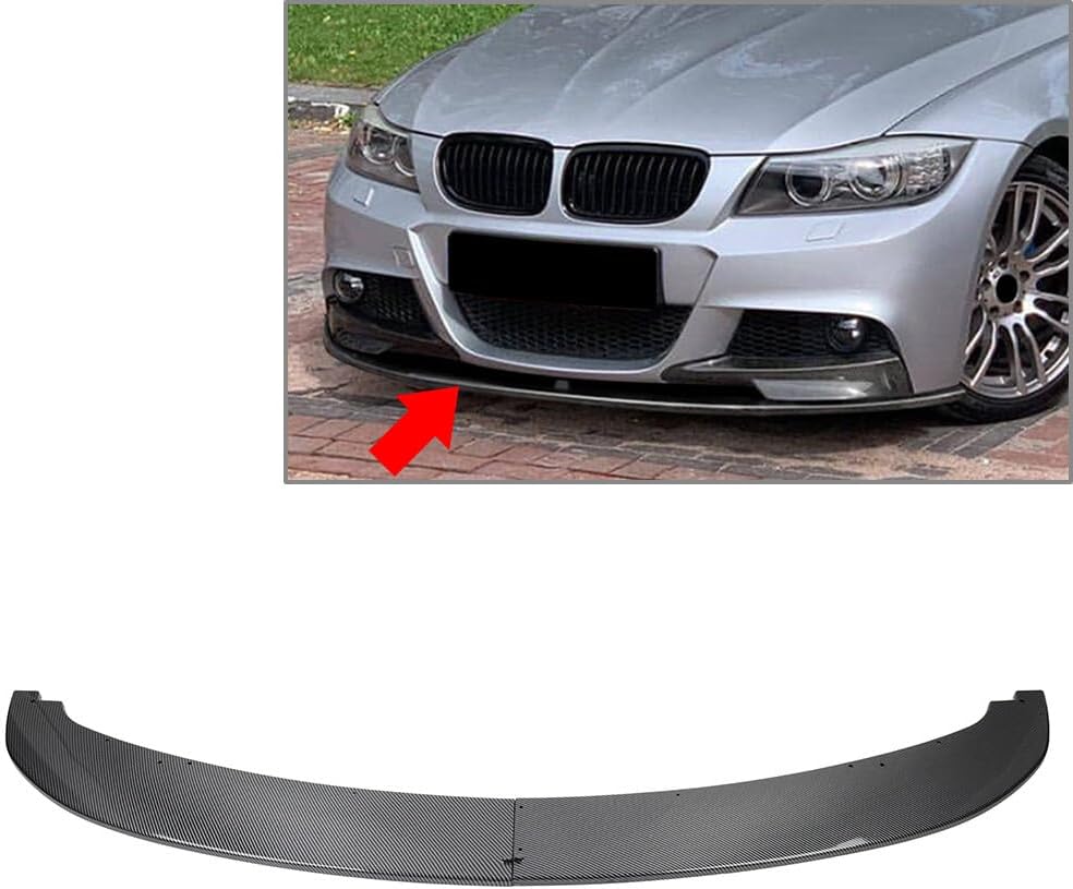 ya 2 8.15 Front Bumper Spoiler Lip for BMW 3 Series E90 E91 M Sport LCL Carbon Fiber Black