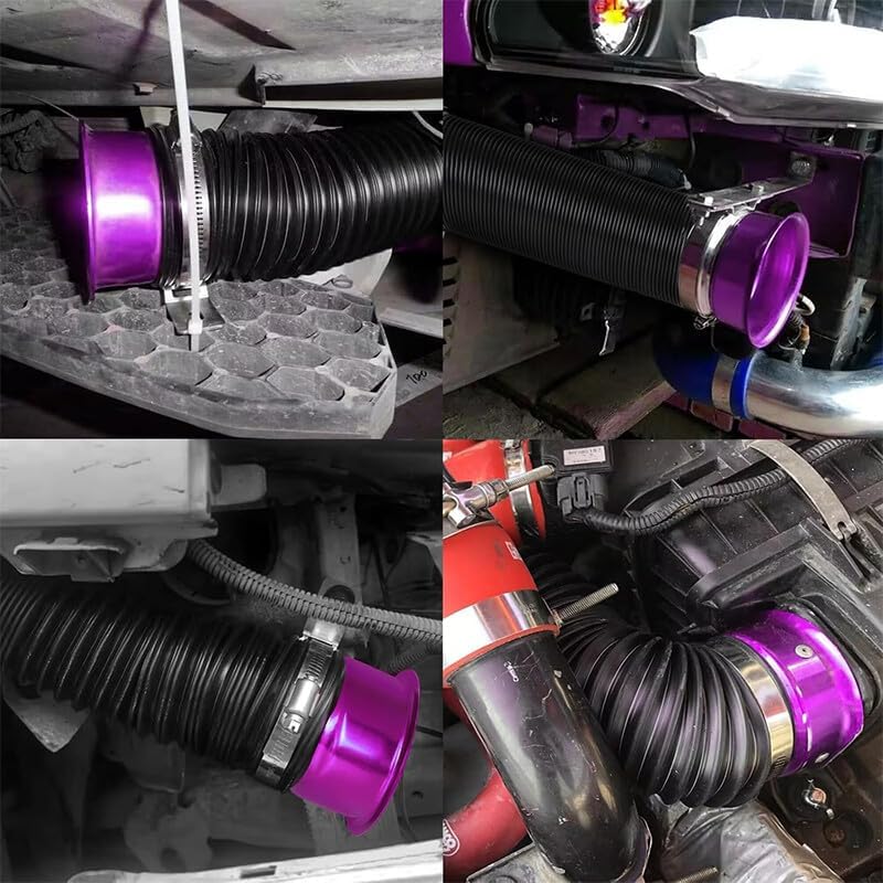 ya 5 8.24 baidi Inch 76mm Flexible Car Cold Air Intake Hose Filter Tube Telescopic Tube Purple 