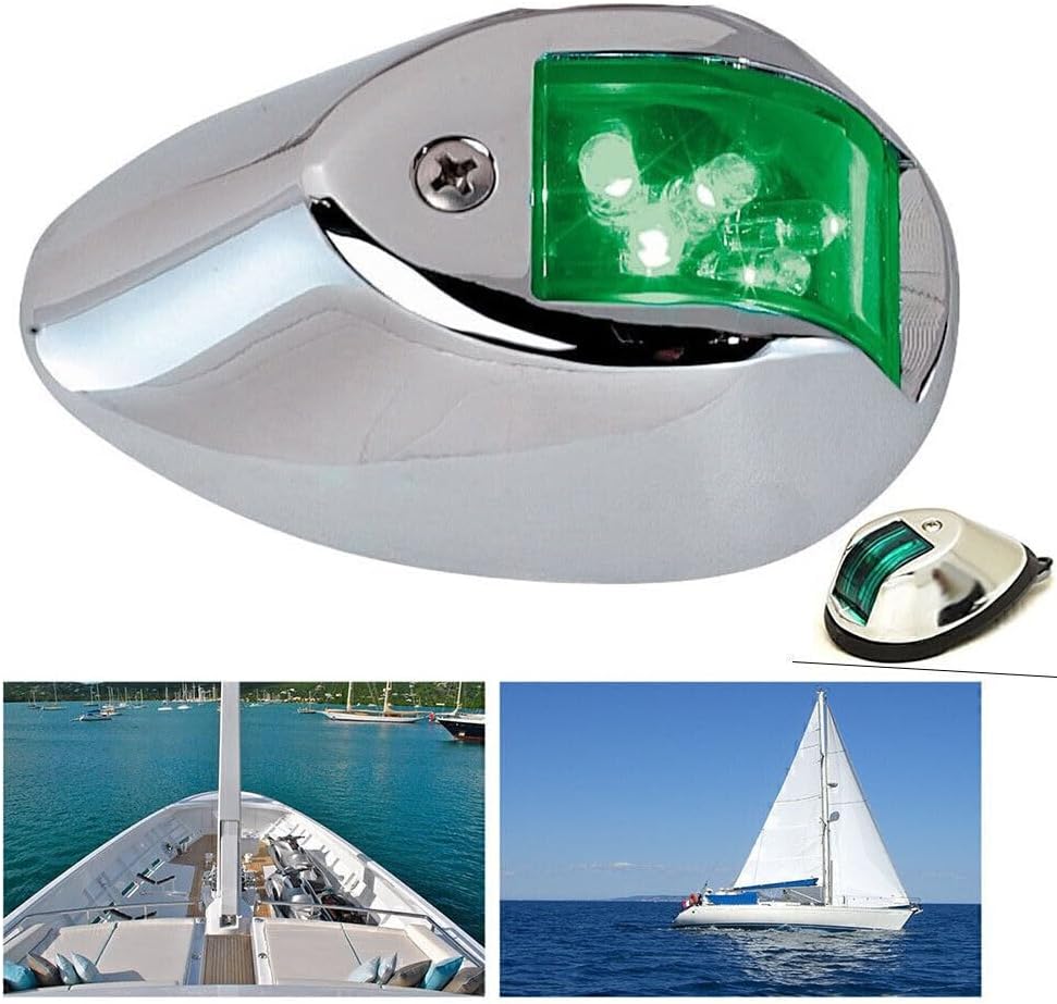ya 4 8.14 Marine Green Navigation Light Boat LED Side Port Light 12V Stainless Steel