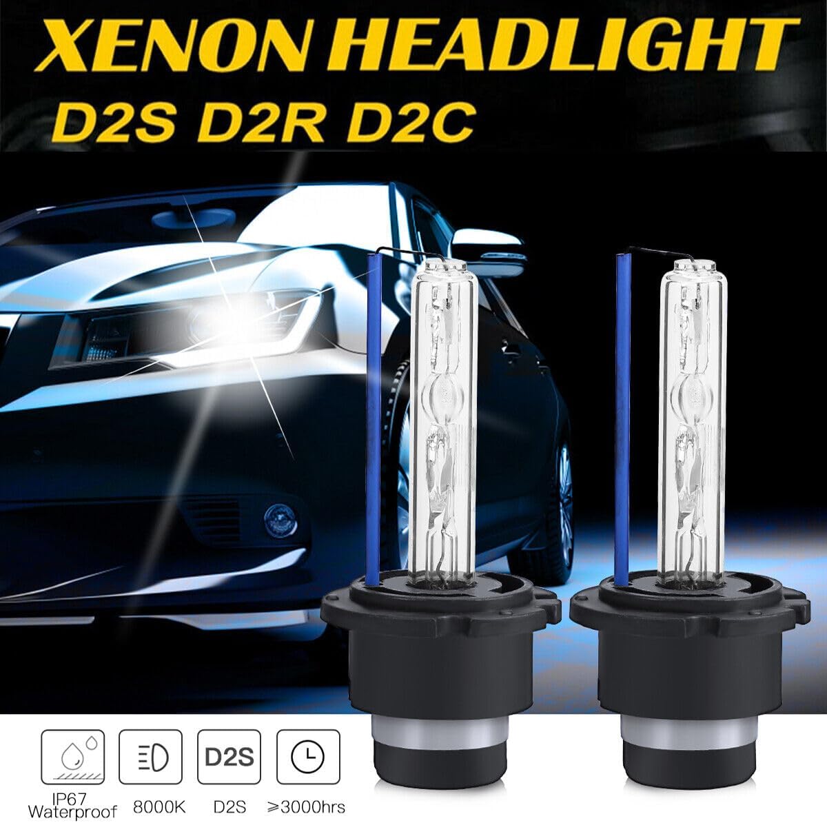 ya 4 8.8 Set of 2 5500K D2S D2R D2C HID Xenon Bulbs Headlight Lamp White HID Replacement