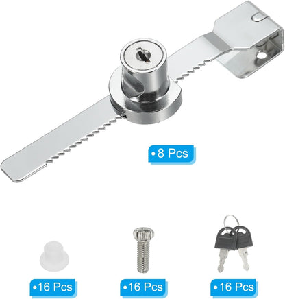 ya 26 10.21 baidi Glass Cabinet Lock, 8Pcs Keyed Different Single Swing Showcase Locks, Silver-2