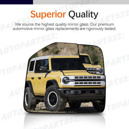 ya 2 8.15 Right Mirror Glass Heated Convexed for Ford Bronco 2021 2022 2023 2024
