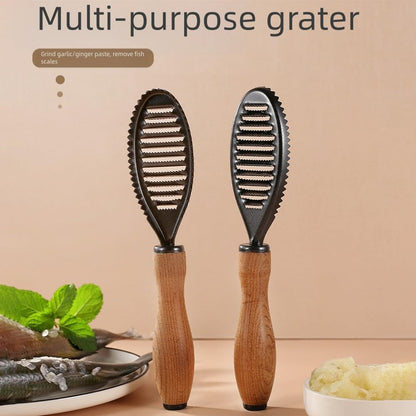 ya 14 9.20 baidi Stainless Steel Fish Scale Remover with Wood Handle for Trout and Perch Scaling-1