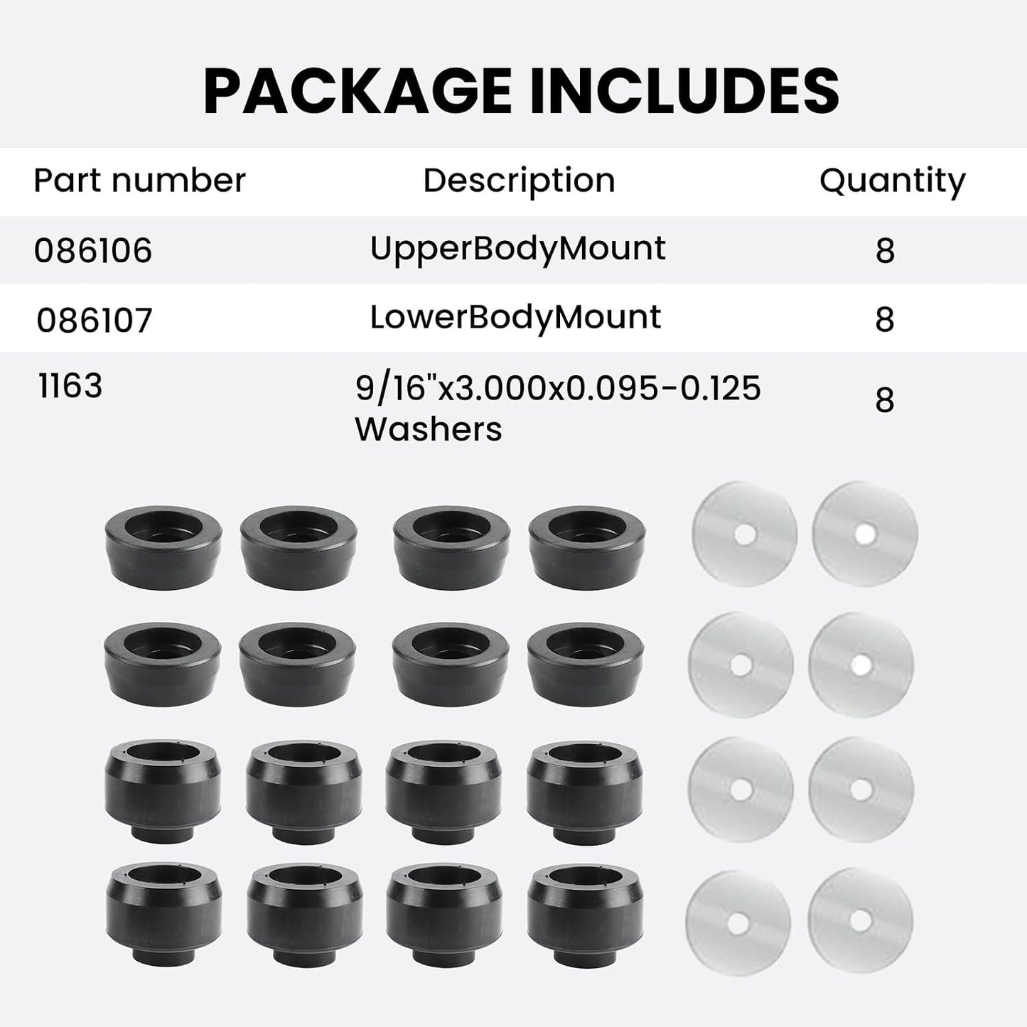 ya 2 8.15 7-141 Body and Cab Mount Bushing Kit for Chevy for Silverado for Sierra 1500 1999-2014