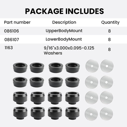 ya 2 8.15 7-141 Body and Cab Mount Bushing Kit for Chevy for Silverado for Sierra 1500 1999-2014