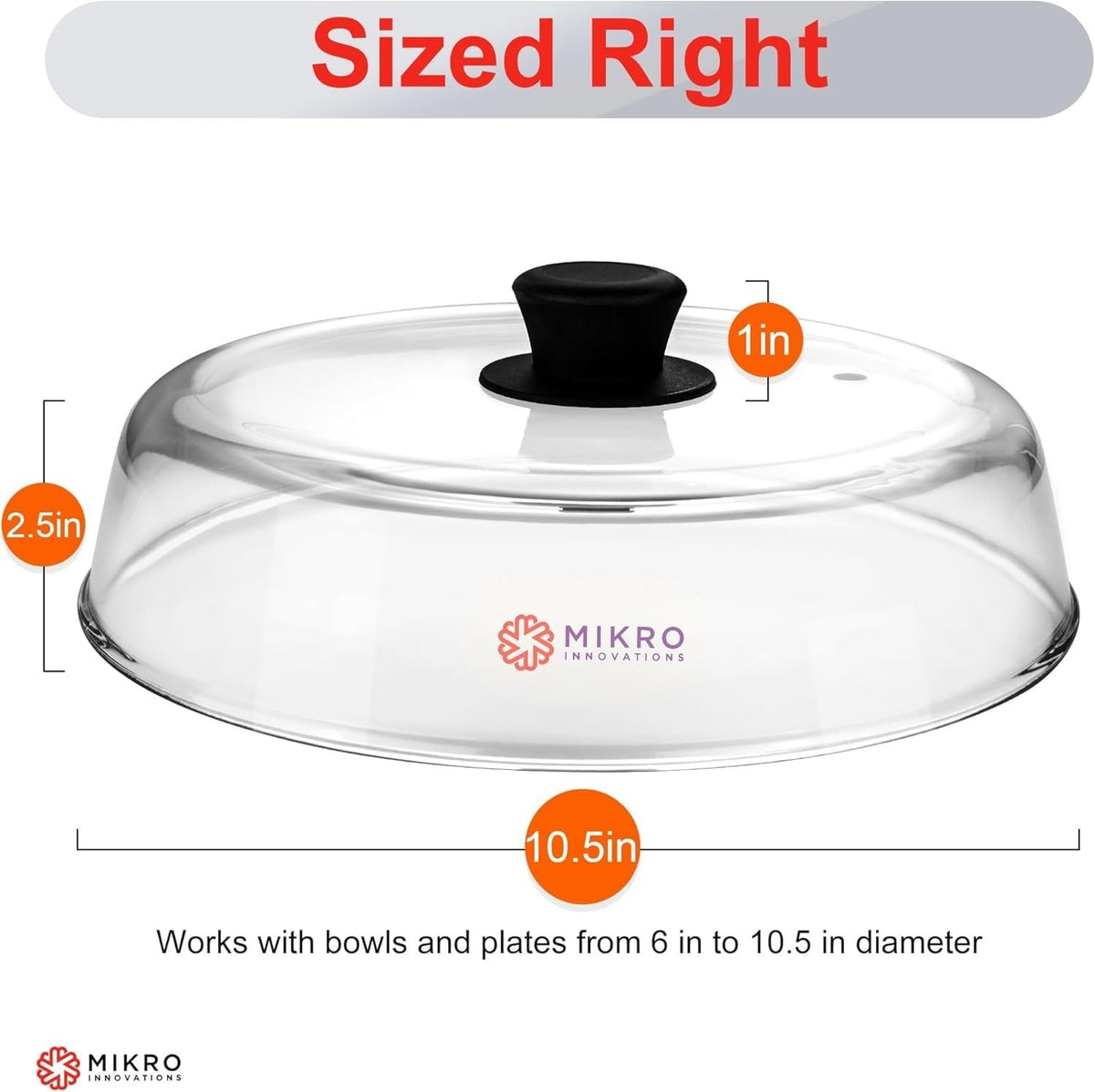 ya 14 9.20 baidi Microwave Oven Food Tray with Glass Splash Protection, BPA-, Dishwasher - 10.5-inch --1