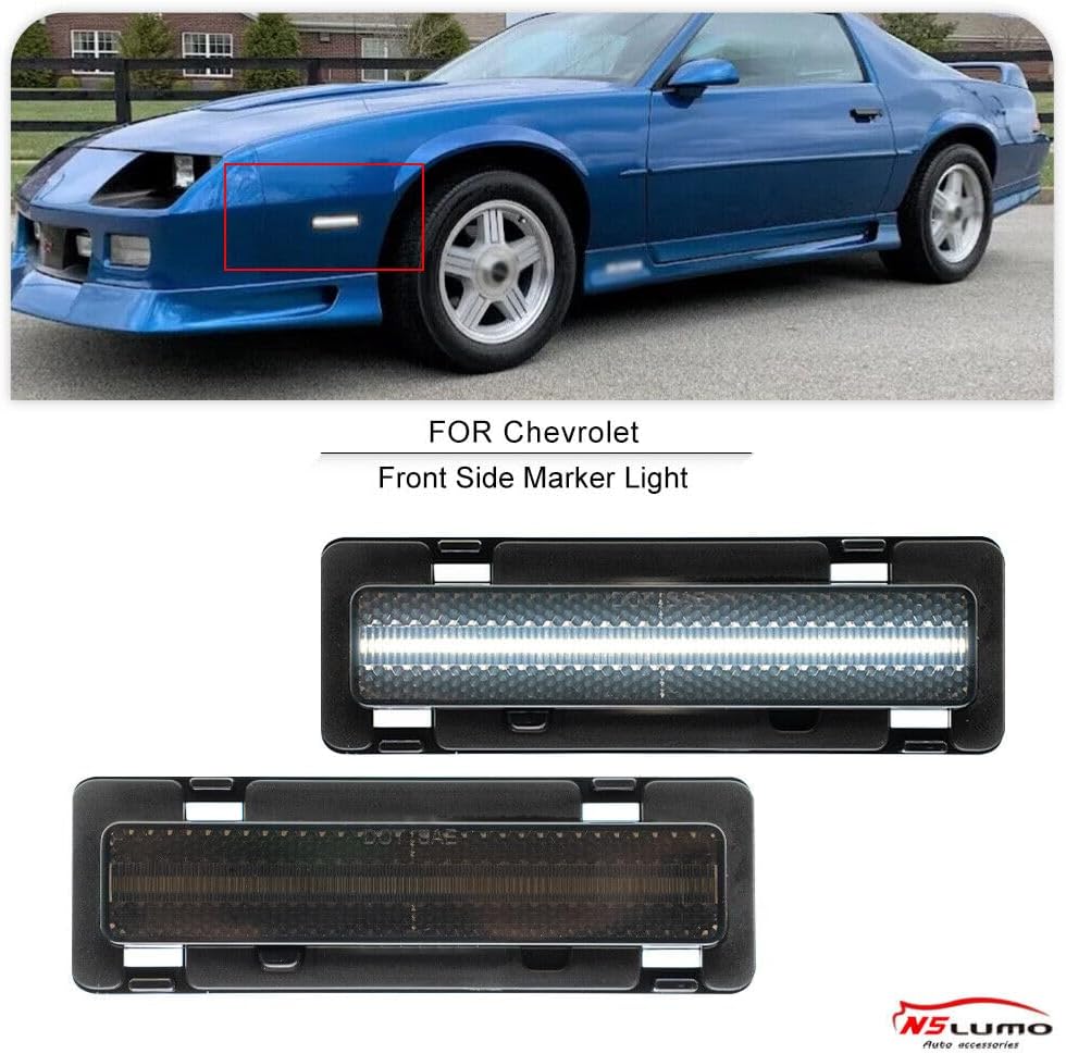 ya 7 8.24 baidi 2-Pack White LED Front Side Marker Fender Lights for 1982-1992 for Chevrolet Camaro 
