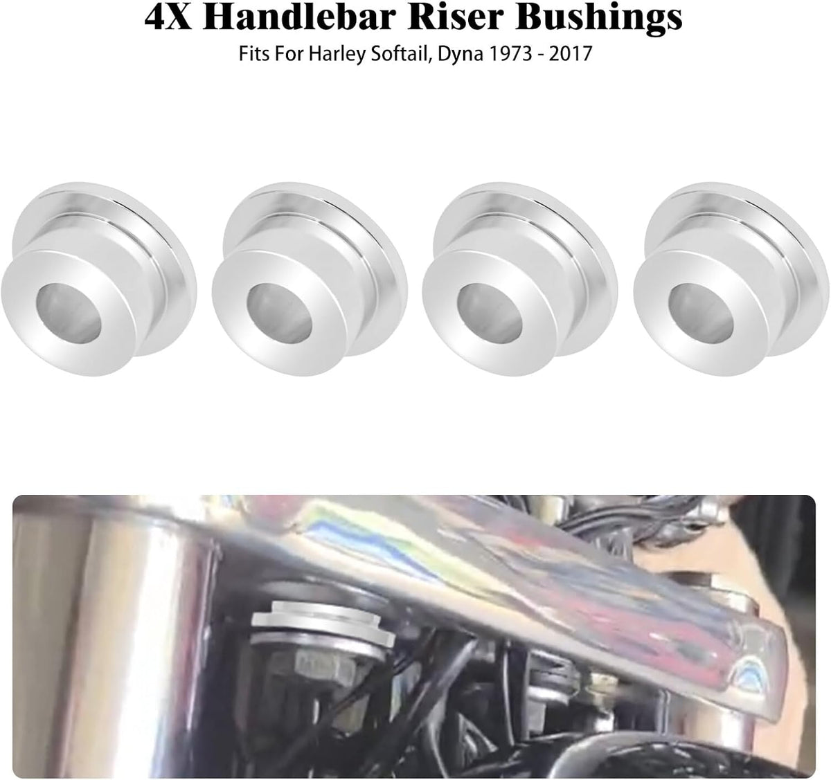 ya 4 8.8.2 Chrome Handlebar Riser Bushing Fit for Harley Dyna Fat Bob Low Rider 1973-2017