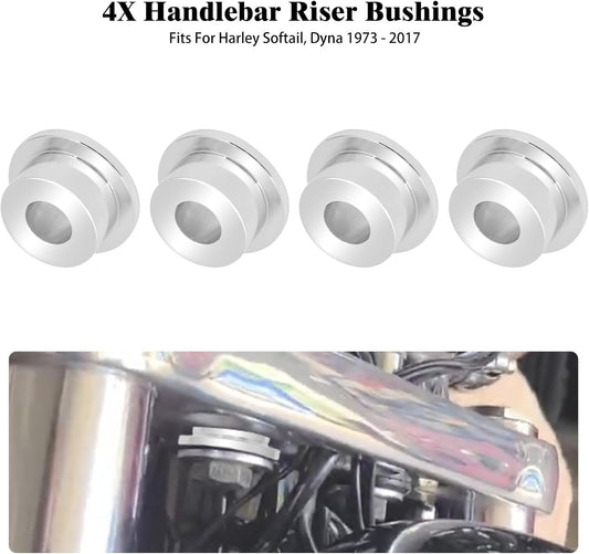 ya 4 8.8.2 Chrome Handlebar Riser Bushing Fit for Harley Dyna Fat Bob Low Rider 1973-2017