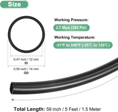 ya 14 9.20 baidi 1.5 Meter Nylon Hose Tube, 12x14mm(IDxOD) PA6 Pneumatic Air Tubing Black-1