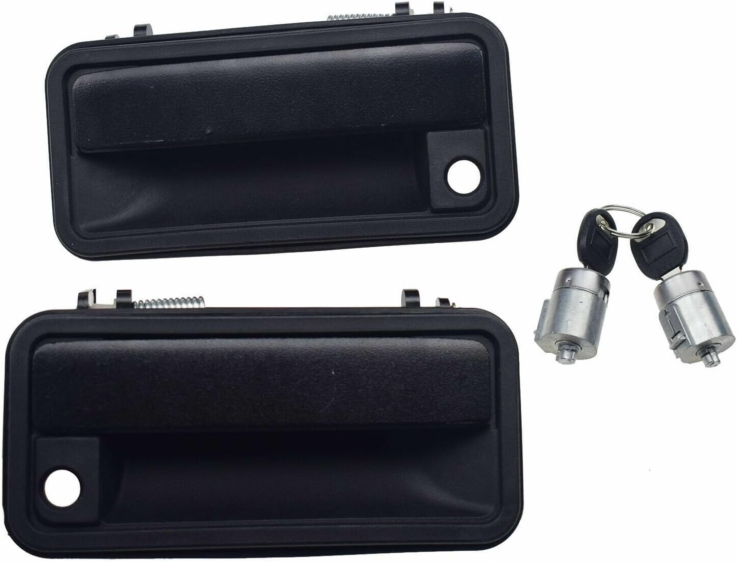 ya 2 8.15 for GMC for Chevrolet Front Black Exterior Door Handle and Lock Cylinder with Key Kit 