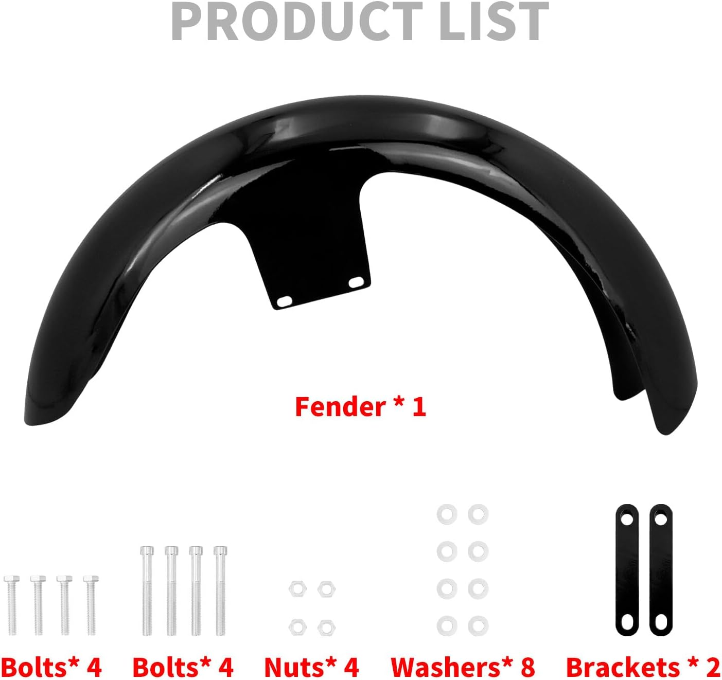 ya 7 8.24 baidi Gloss Black 120/21 Wrap Front Fender Fit for Harley Touring Electra Road Glide