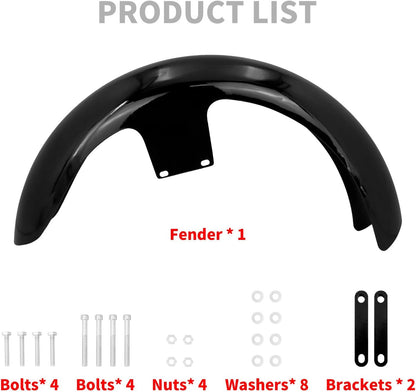 ya 7 8.24 baidi Gloss Black 120/21 Wrap Front Fender Fit for Harley Touring Electra Road Glide