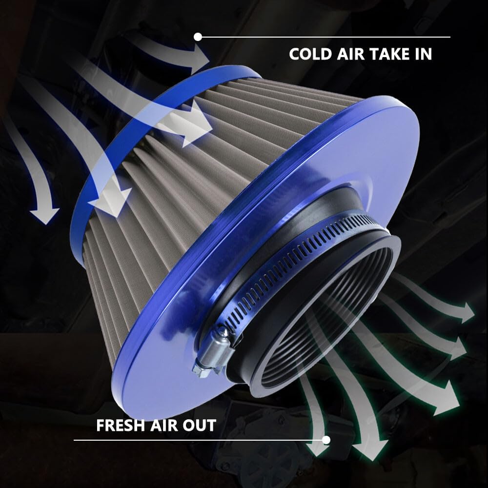 ya 13 9.15 baidi 3 inch 76mm Blue Inlet Cold Air Intake Air Filter Mushroom Head