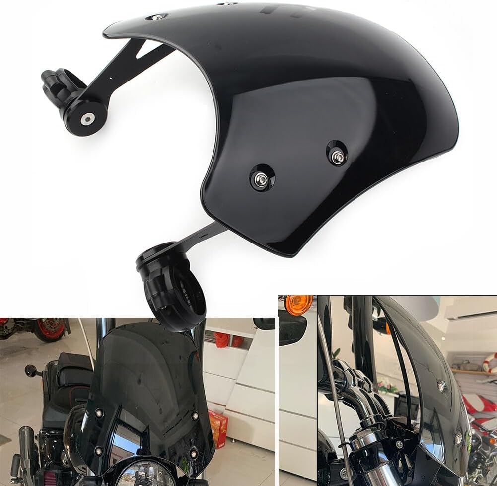 ya 2 8.15 Motorcycle Front Windscreen Windshield Black ABS Fit for Harley Dyna Softail for Model s