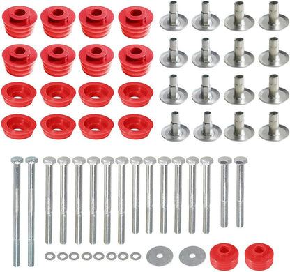 ya 2 8.15 Red Body Cab Mount Bushing Kit for 2008-2016 for Ford F250 F350 Super Duty 2WD 4WD