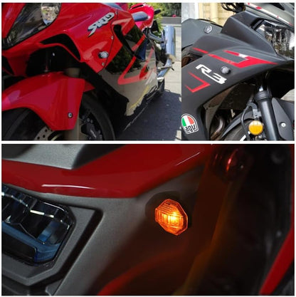 ya 7 8.24 baidi 4x Clear Motorcycle for Mini LED Turn Signal Light Blinker Amber Indicator Universal