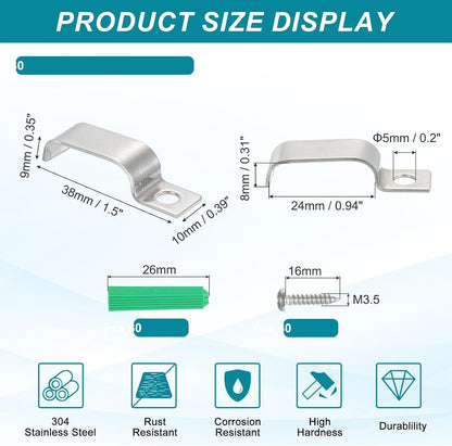 ya 26 10.21 baidi 30Pack Stainless Steel Pipe Strap Fit for 8x24mm Light Strip Cable Strap Clamp