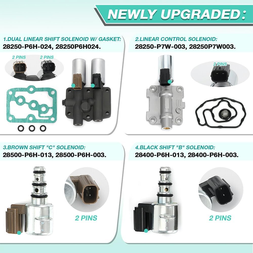 ya 10 9.16 baidi 4-Pack Transmission Solenoid Valve Kit for Honda Odyssey for Accord Pilot TL MDX 28250P7W003-