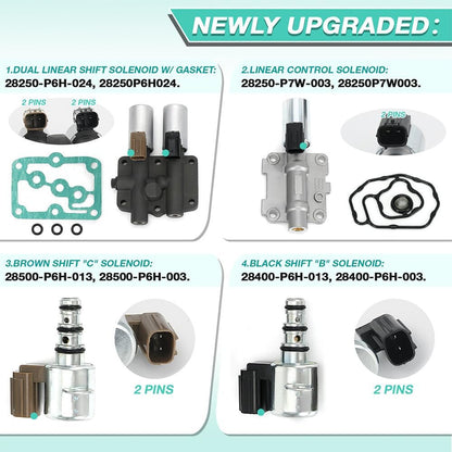 ya 10 9.16 baidi 4-Pack Transmission Solenoid Valve Kit for Honda Odyssey for Accord Pilot TL MDX 28250P7W003-