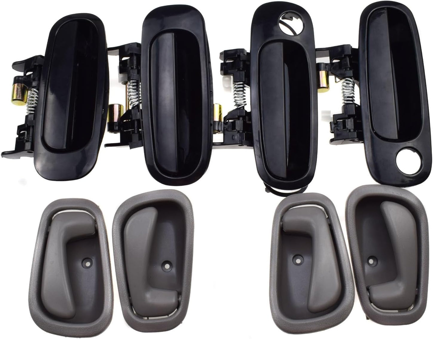 ya 2 8.15 Black Outdoor + Gray Interior Door Handle 8 Pieces for Toyota for Corolla 1998-2003