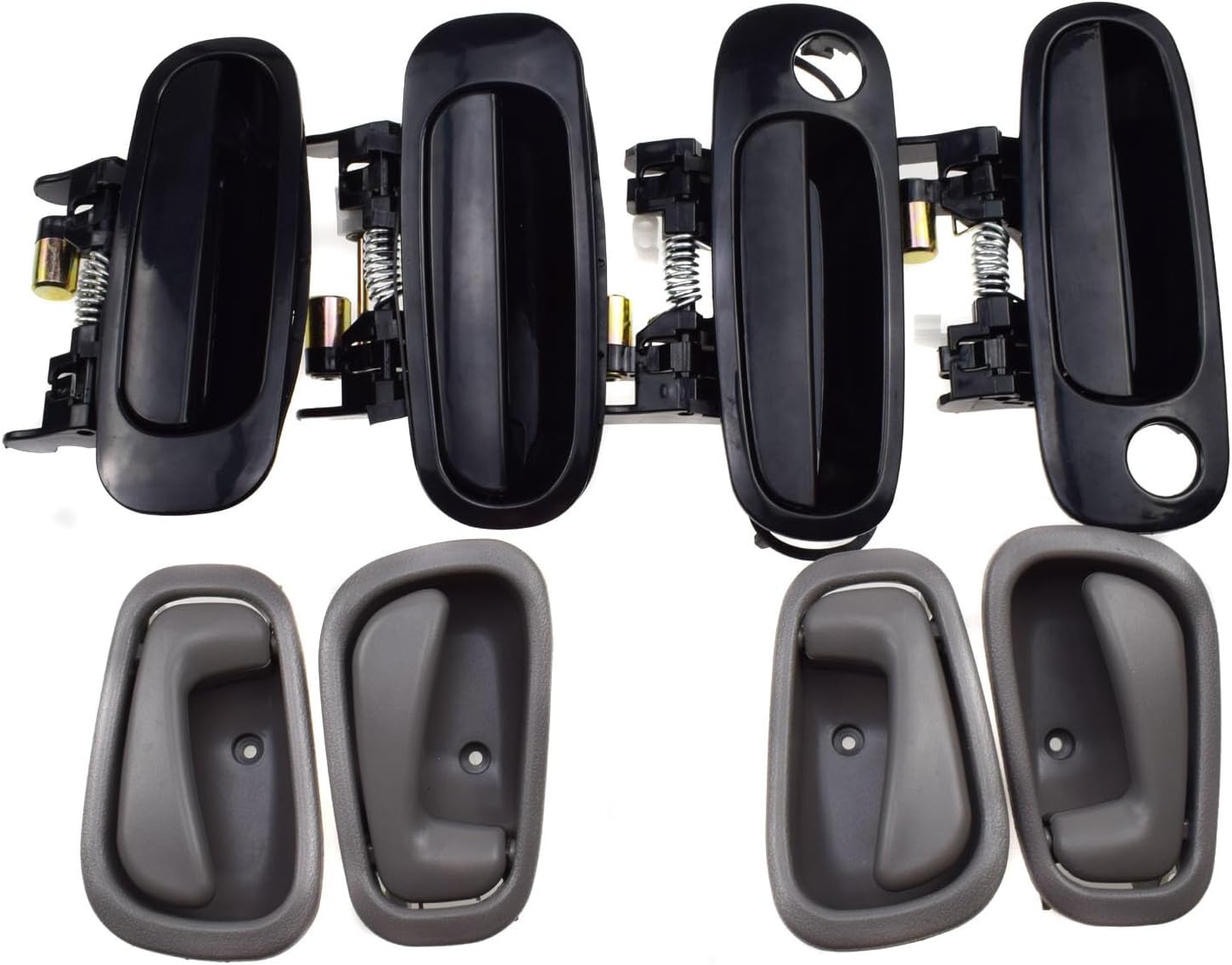 ya 2 8.15 Black Outdoor + Gray Interior Door Handle 8 Pieces for Toyota for Corolla 1998-2003