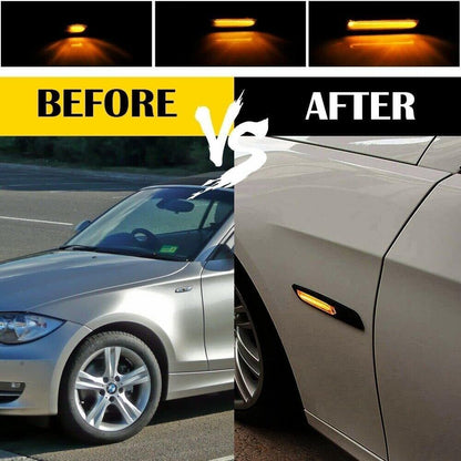 ya 4 8.14 2pcs for BMW 1 3 5 Series F10 Sequential Amber LED Side Marker Turn Signal Lights 