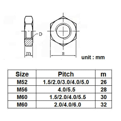 ya 15 10.19 baidi 304 Stainless Steel Thin Hex Nuts Right Hand Fine Thread Select Size M25 - M64-55