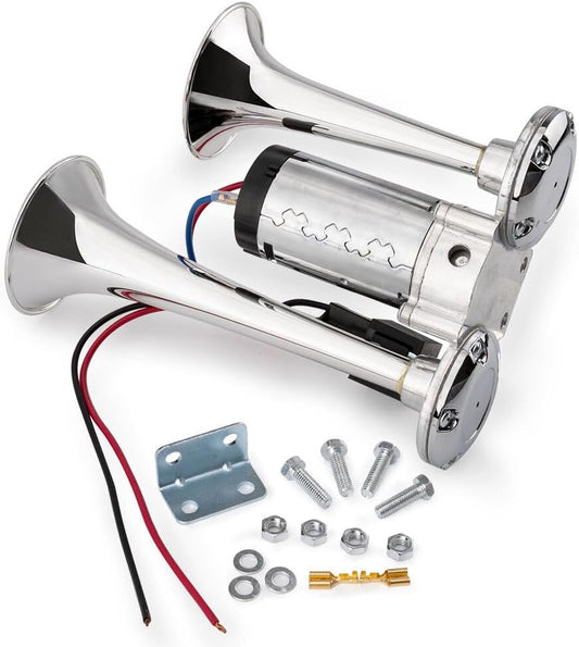 ya 4 8.8.2 NEW Dual Trumpet 600DB 12V Car Air Horn Dual Tone Boat Lorry Truck Train Speaker