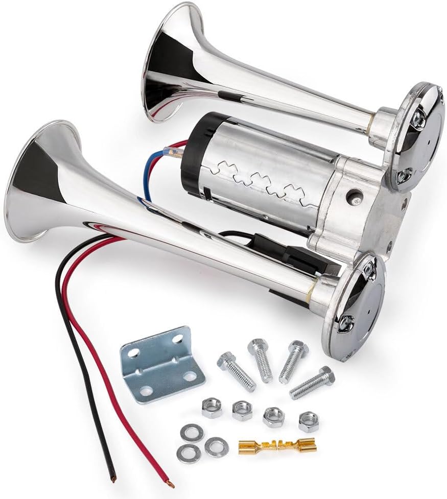 ya 11 9.14 zhengce NEW Dual Trumpet 600DB 12V Car Air Horn Dual Tone Boat Lorry Truck Train Sp