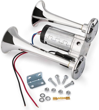 ya 11 9.14 zhengce NEW Dual Trumpet 600DB 12V Car Air Horn Dual Tone Boat Lorry Truck Train Sp