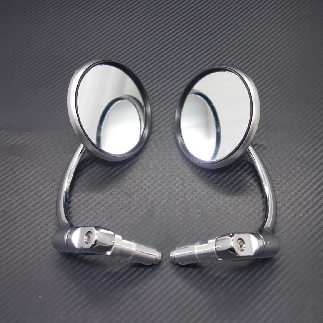 ya 2 8.15 Silver Retro Metal 7/8 Handle Bar End Side Round Rearview Mirror for Cafe Racer