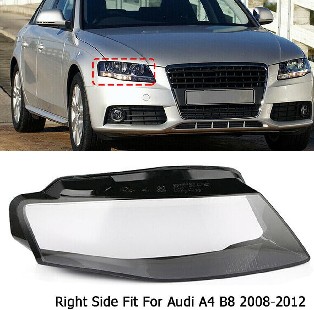 ya 7 8.24 baidi for Audi A4 2009-2012 Right Clear Headlight lens cover headlamp Replace Lenses