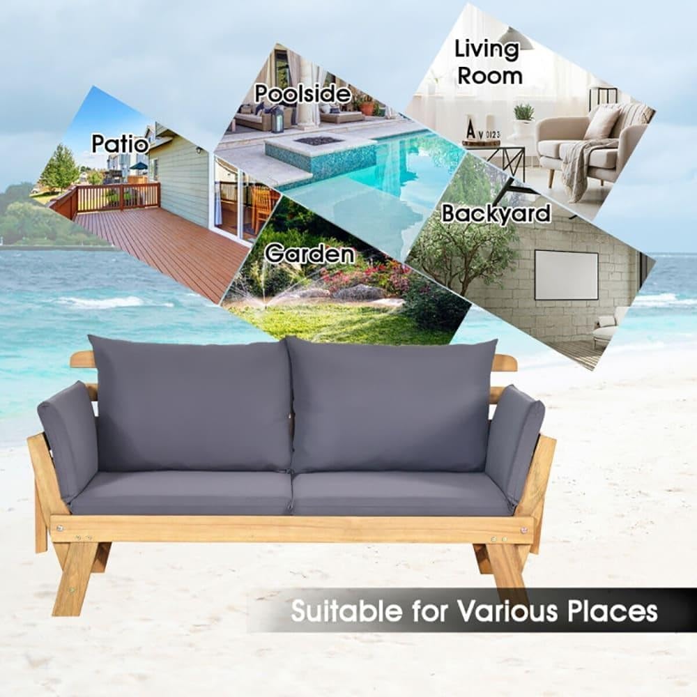 ya 28 10.13 baidi Adjustable Patio Convertible Sofa Thick Cushion Gray for Use