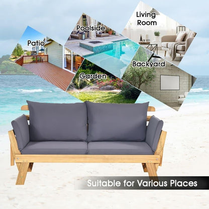 ya 28 10.13 baidi Adjustable Patio Convertible Sofa Thick Cushion Gray for Use