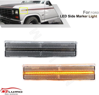 ya 7 8.24 baidi 2 LED Fender Amber Side Marker Signal Lights for 80-86 for Ford F-150 250 350 for Mustang 