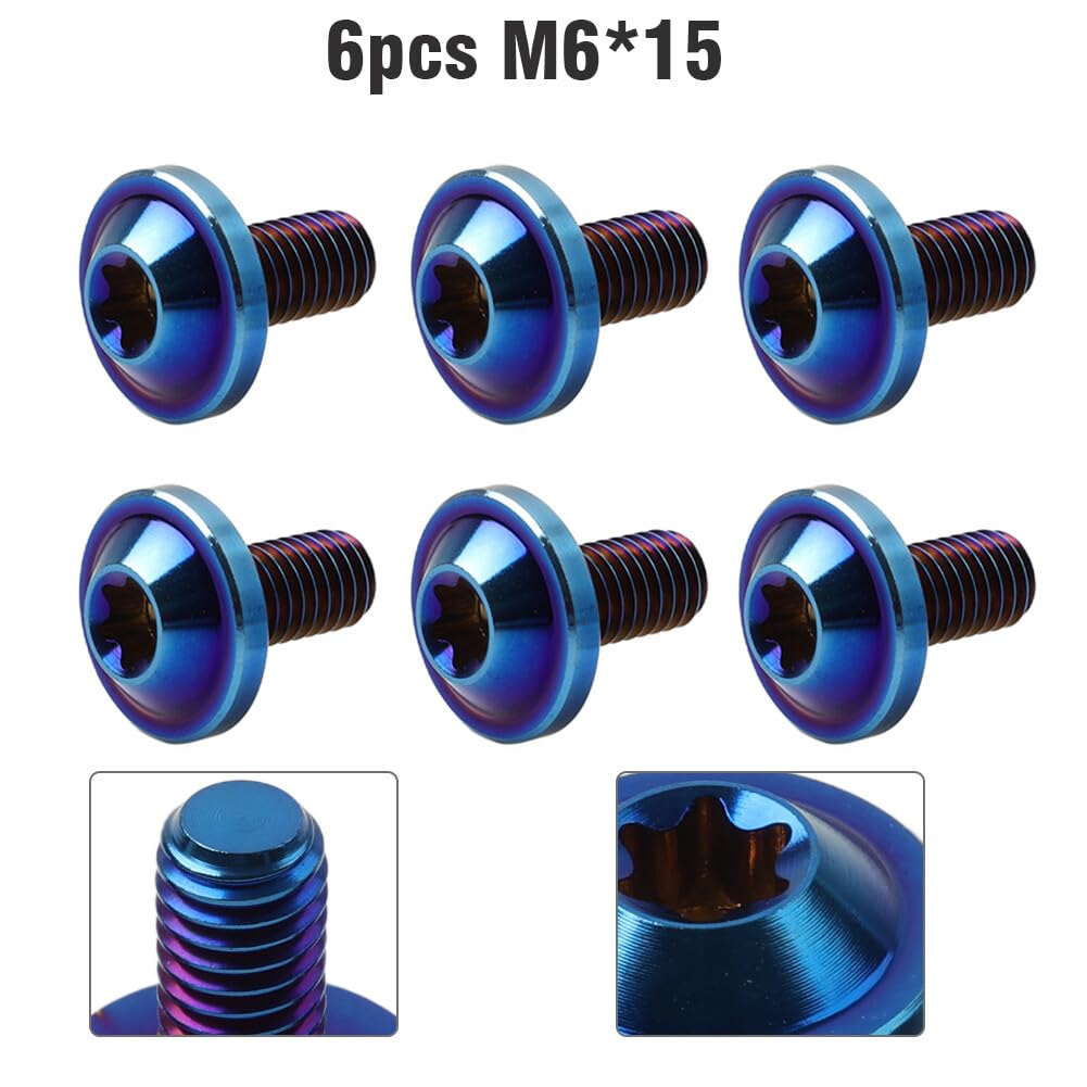 ya 9 10.24 6pcs Alloy Bolts Truss Torx Head Screws M6x15mm for Bike Motorcycle