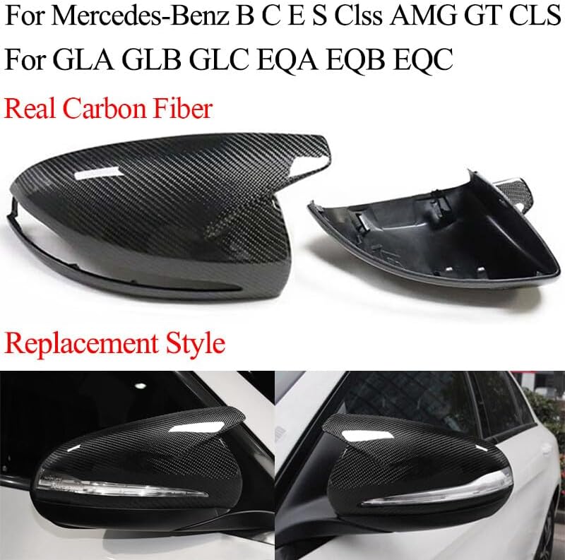 ya 11 9.14 baidiHorn Carbon Fiber For for Benz W205 C E S CLS GLC 2016-20 Side Mirror Cover Replace