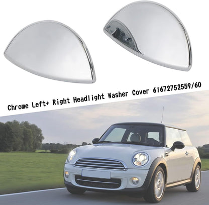 ya 7 8.24 baidi Chrome Left+ Right Headlight Washer Cover 61672752559/60 For Mini Cooper 08~2014